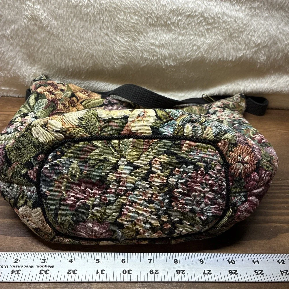 Vintage Floral Tapestry Shoulder Bag Wallet Set Multicolor Grandmacore